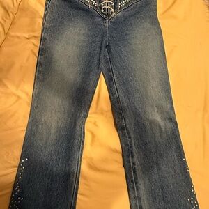 Vintage Moda International one of a kind Women's Blue Jeans with Studded Details